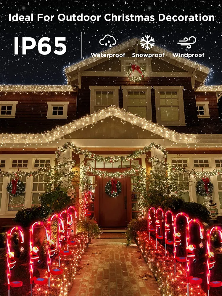 LED Solar Sign Light Christmas Decoration Candy Cane