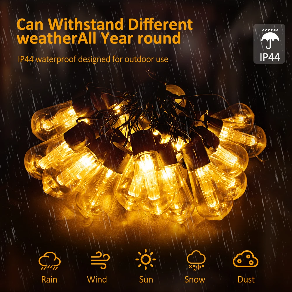 28FT 20 Bulbs Shatterproof Bulbs Patio Solar Lights with Remote