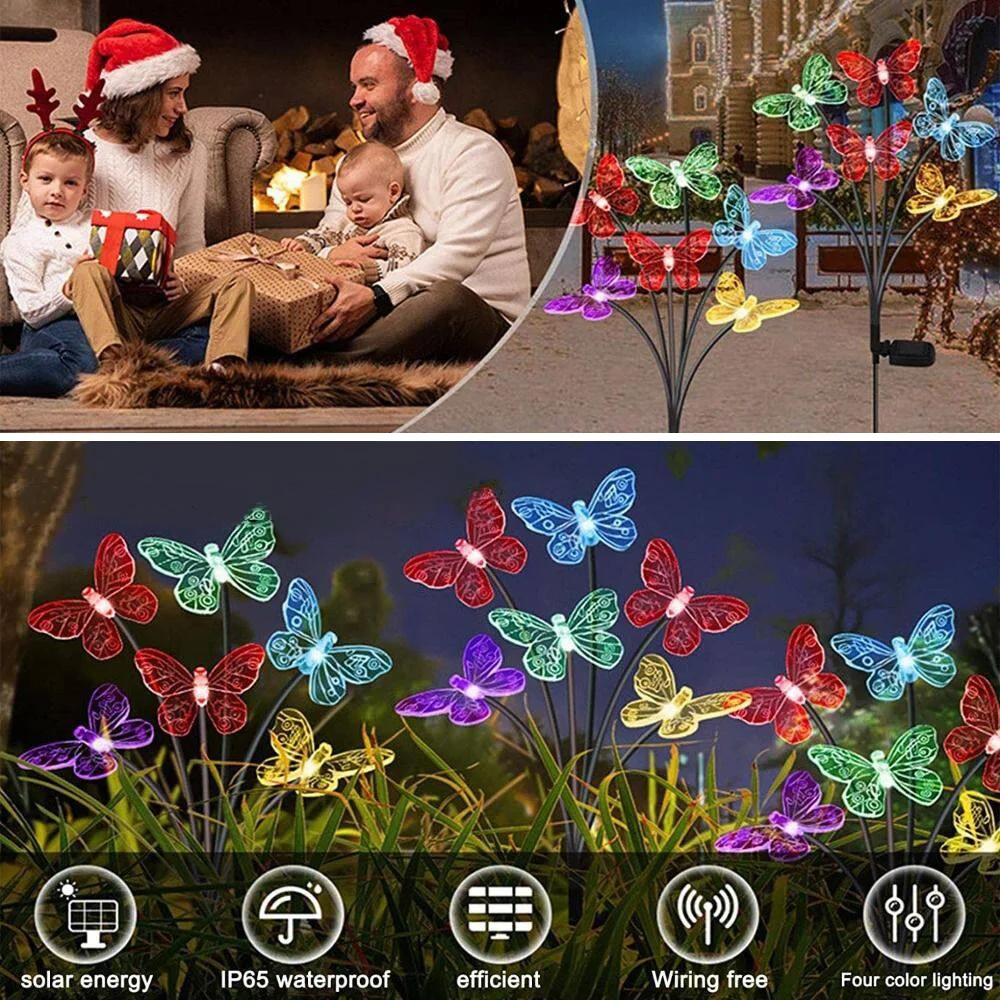Solar Powered Butterfly Lawn Lights with 6/8/10heads