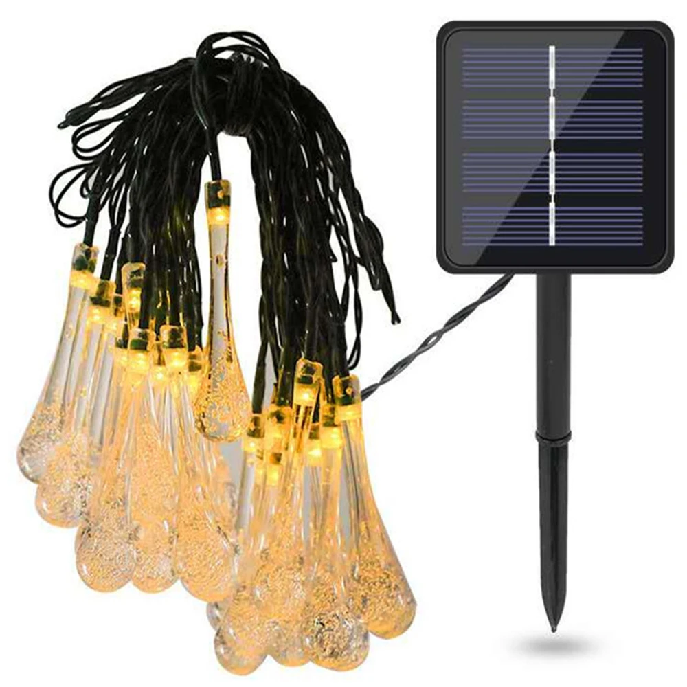 Waterproof Fairy Garden Garland Water Drop Bubble Solar LED Lights