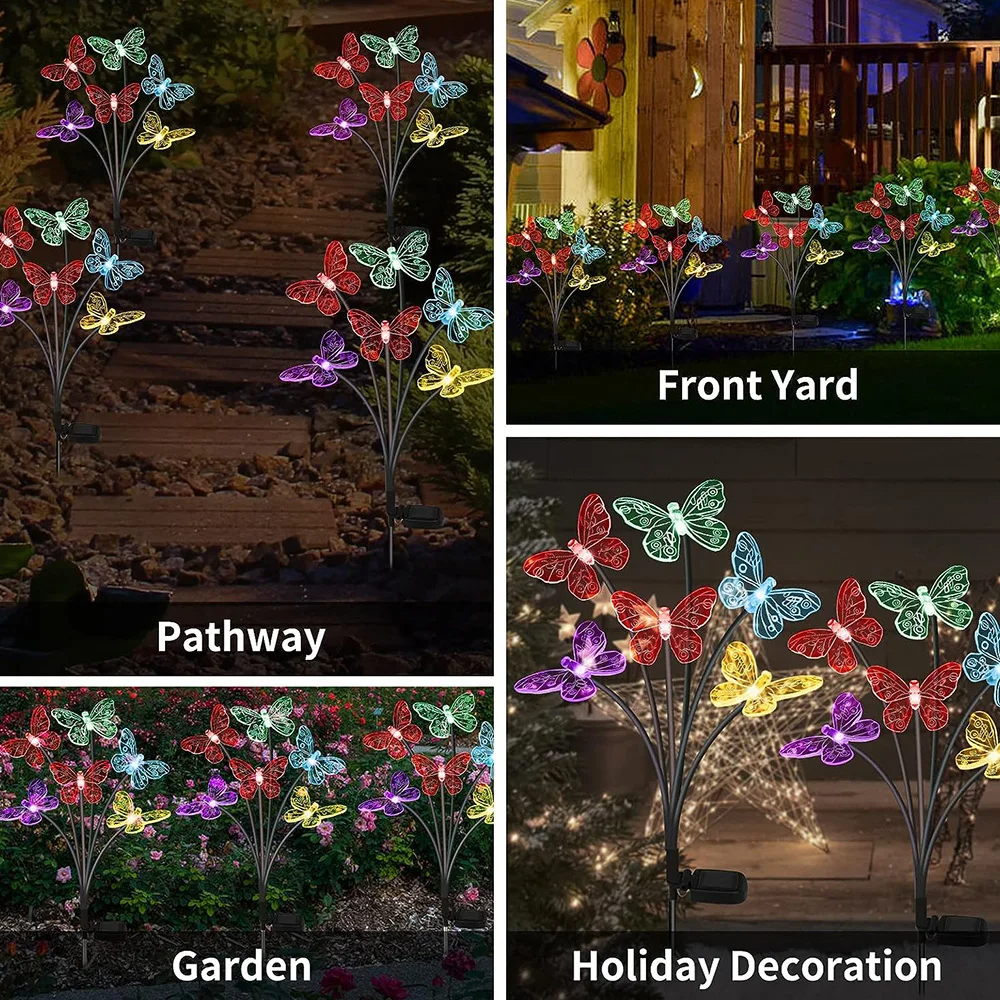 Solar Powered Butterfly Lawn Lights with 6/8/10heads