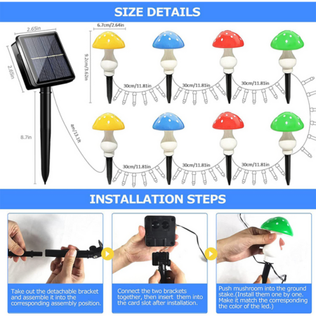 8pcs LED Solar Mushroom Light